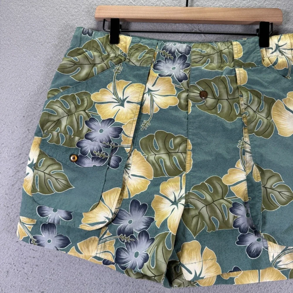 Tommy Bahama Swim Trunks Mens Medium Blue Floral Bungalo Beach Hawaiian Vacation
